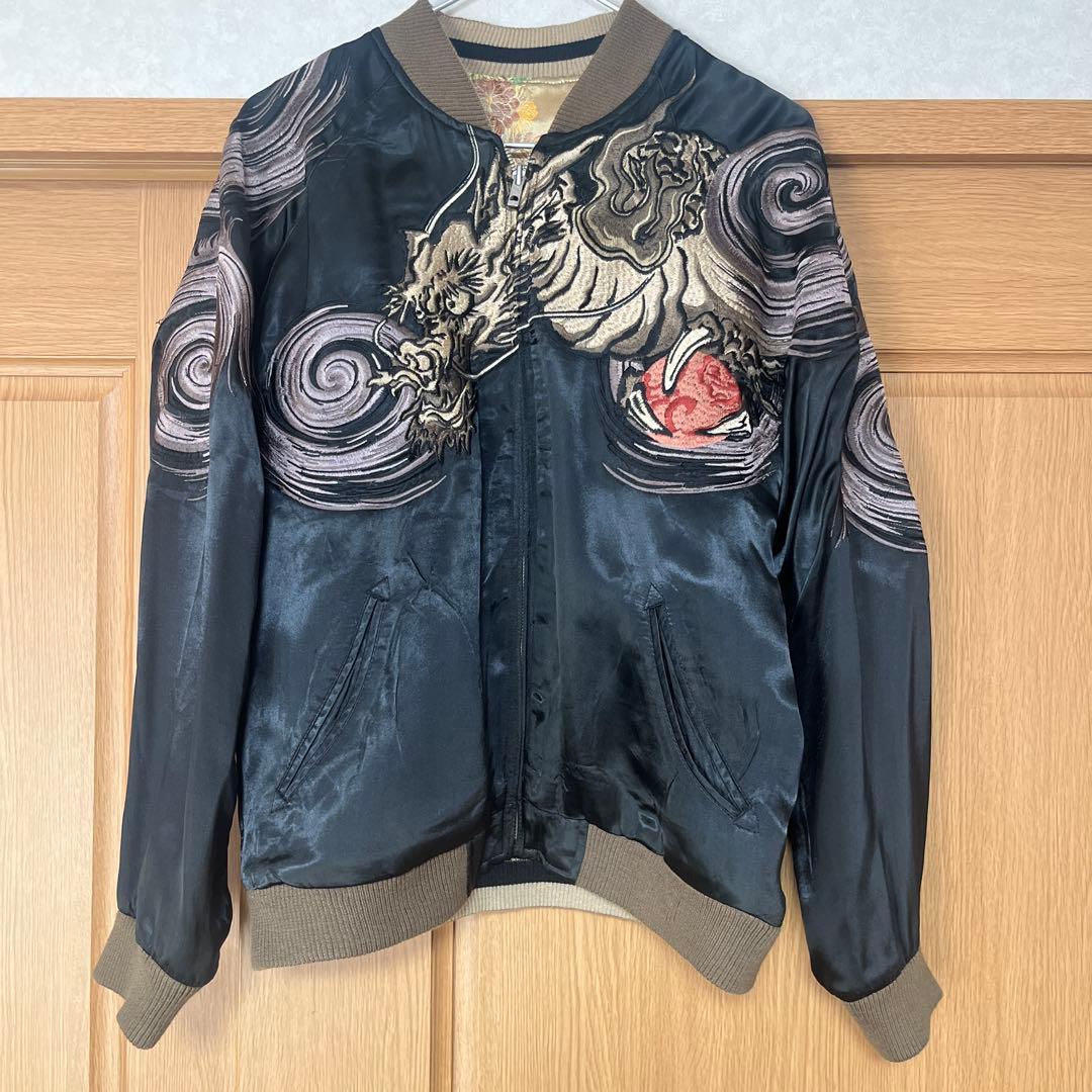 花旅楽団ハナタビガクダン リバーシブル スカジャン ブルゾン 渦龍 龍刺繍 和柄