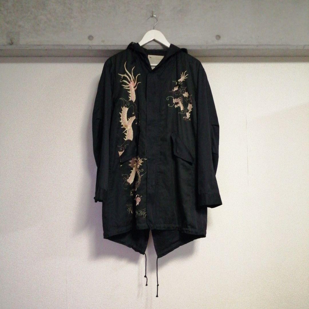 INK　インク　再構築　リメイク　チャイナドラゴン　モッズコート　刺繍　Lサイズ