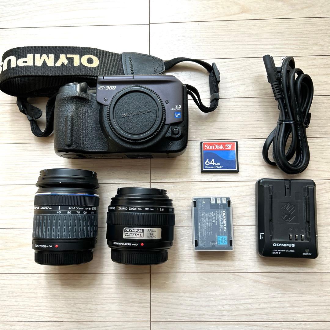 美品 OLYMPUS E-300 ダブルレンズセット カード付 一眼レフカメラ