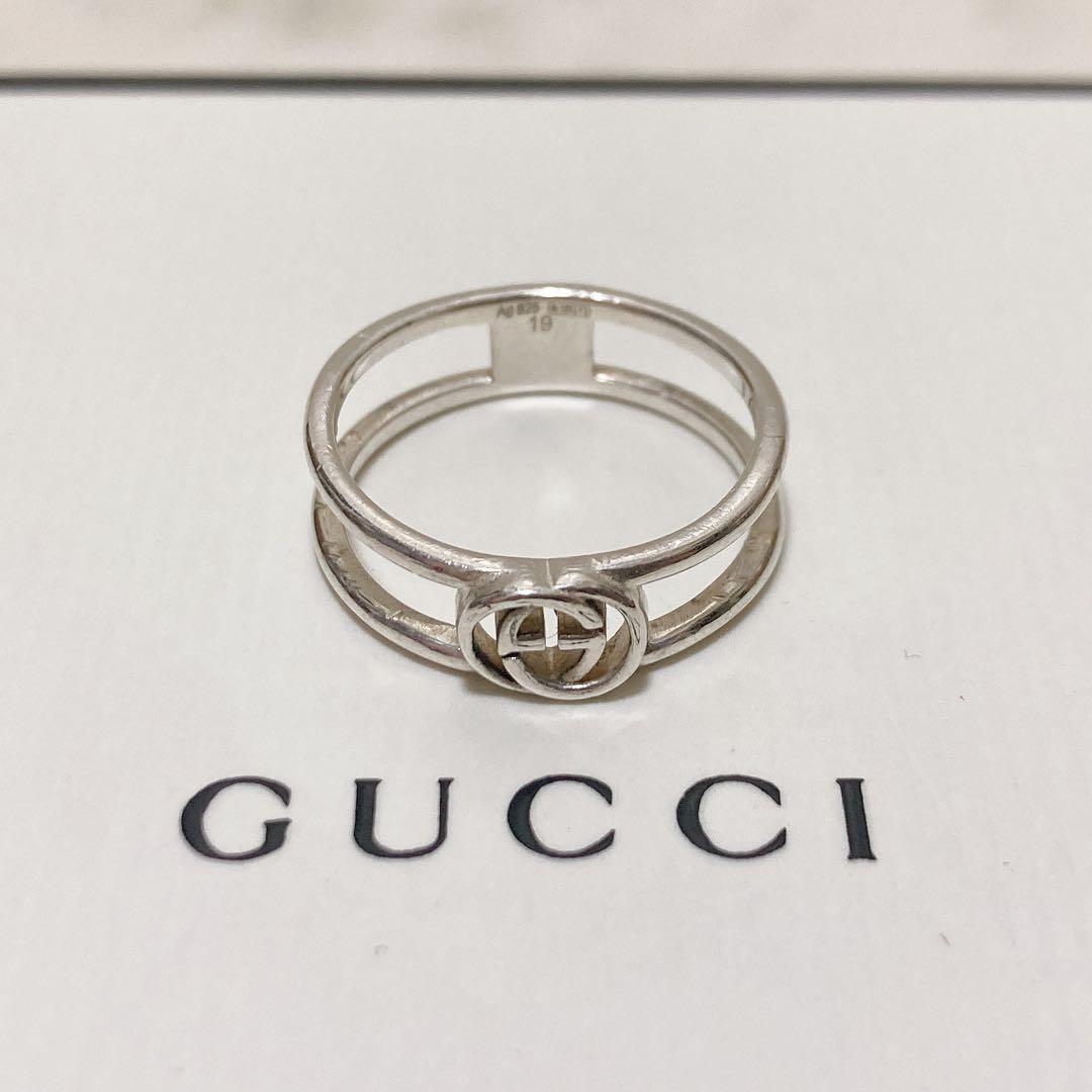 GUCCI シルバー925 インターロッキングG オープンリング #19 18号