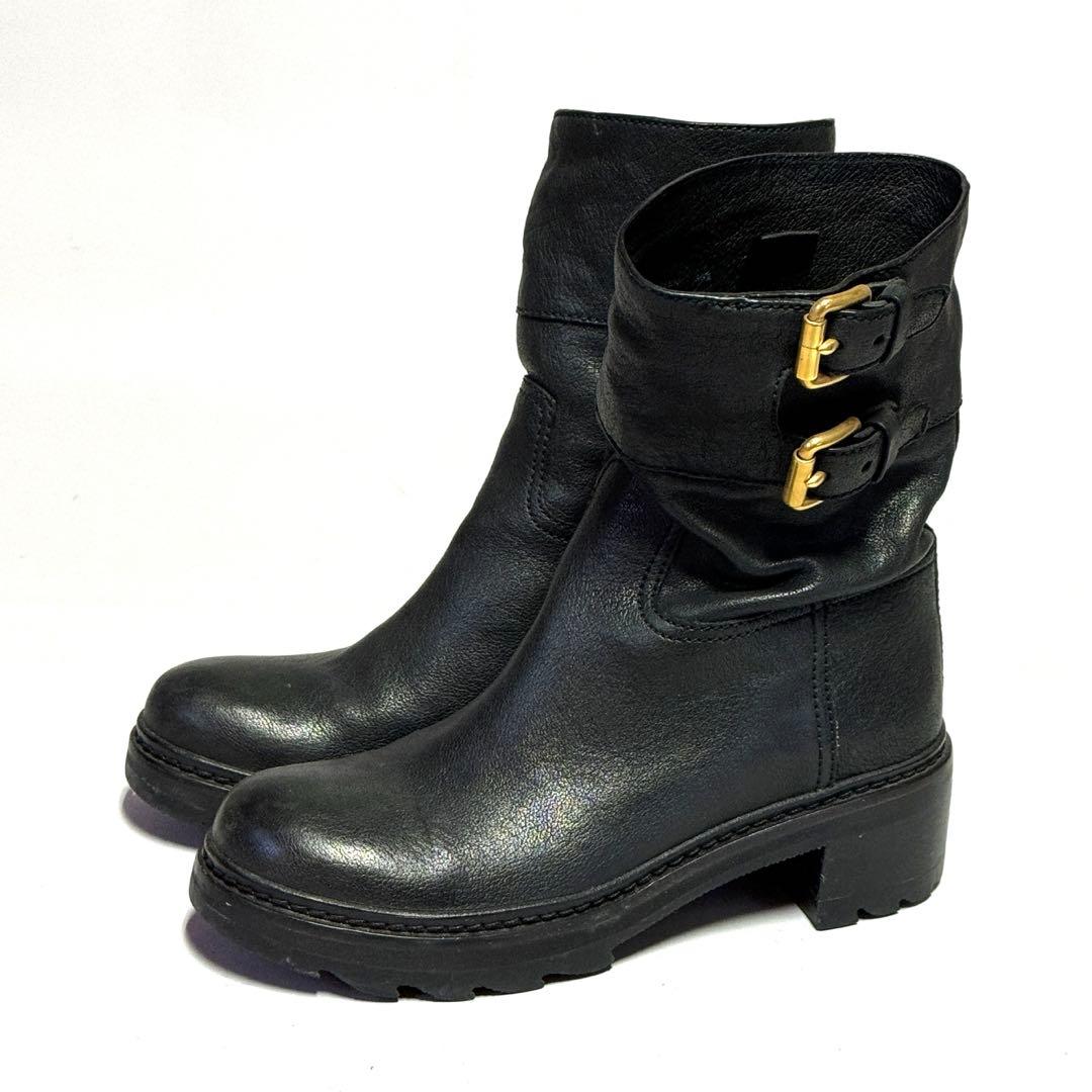 ラムチョコちーずさん専用PRADA ブーツ23cm(35.5)牛革/3U5360