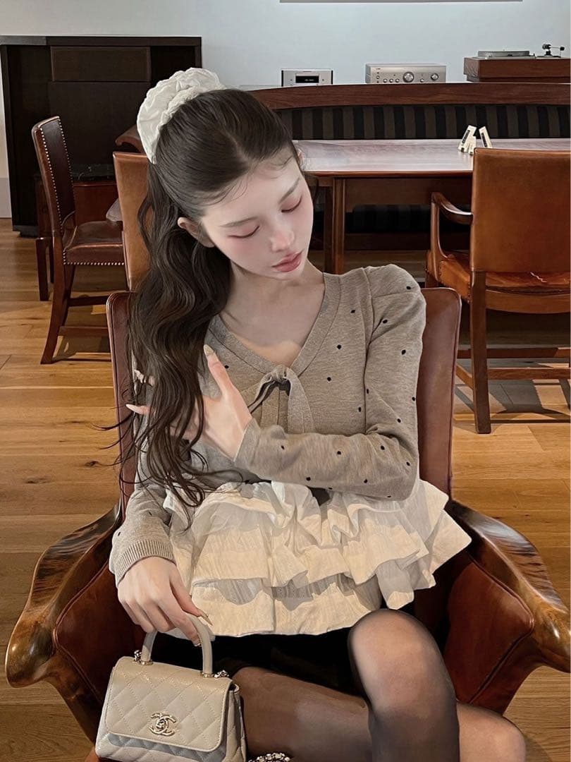 ボリュームフレアニットチュニック