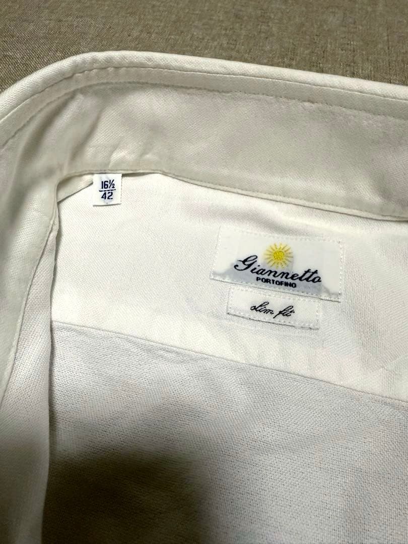 GIANNETTO／ジャンネット／OXカッタウェイシャツ／ホワイト／L