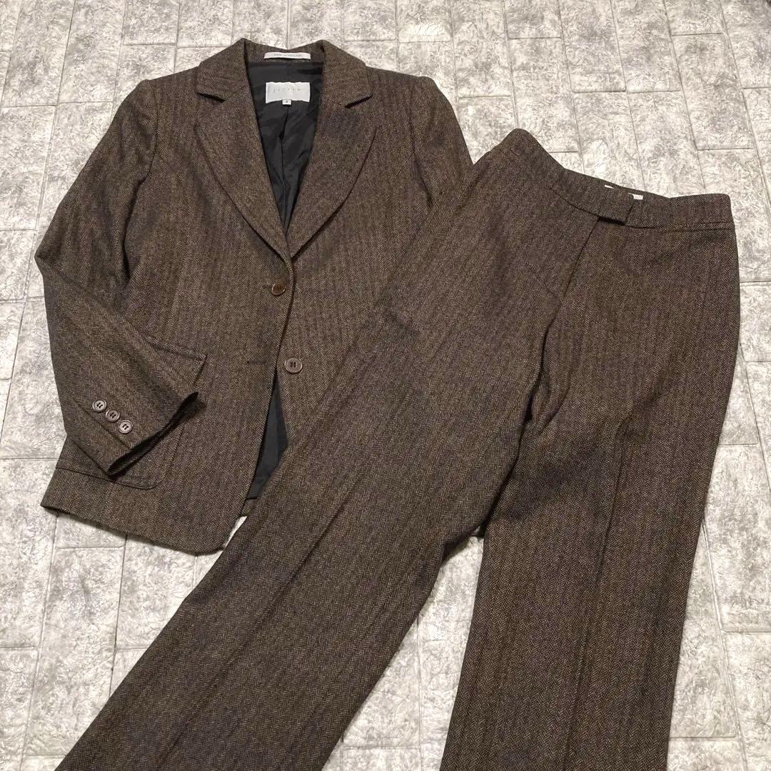 美品　ZIGSAW ジグソー　パンツスーツ　ヘリンボーン　カシミヤ混　英国製