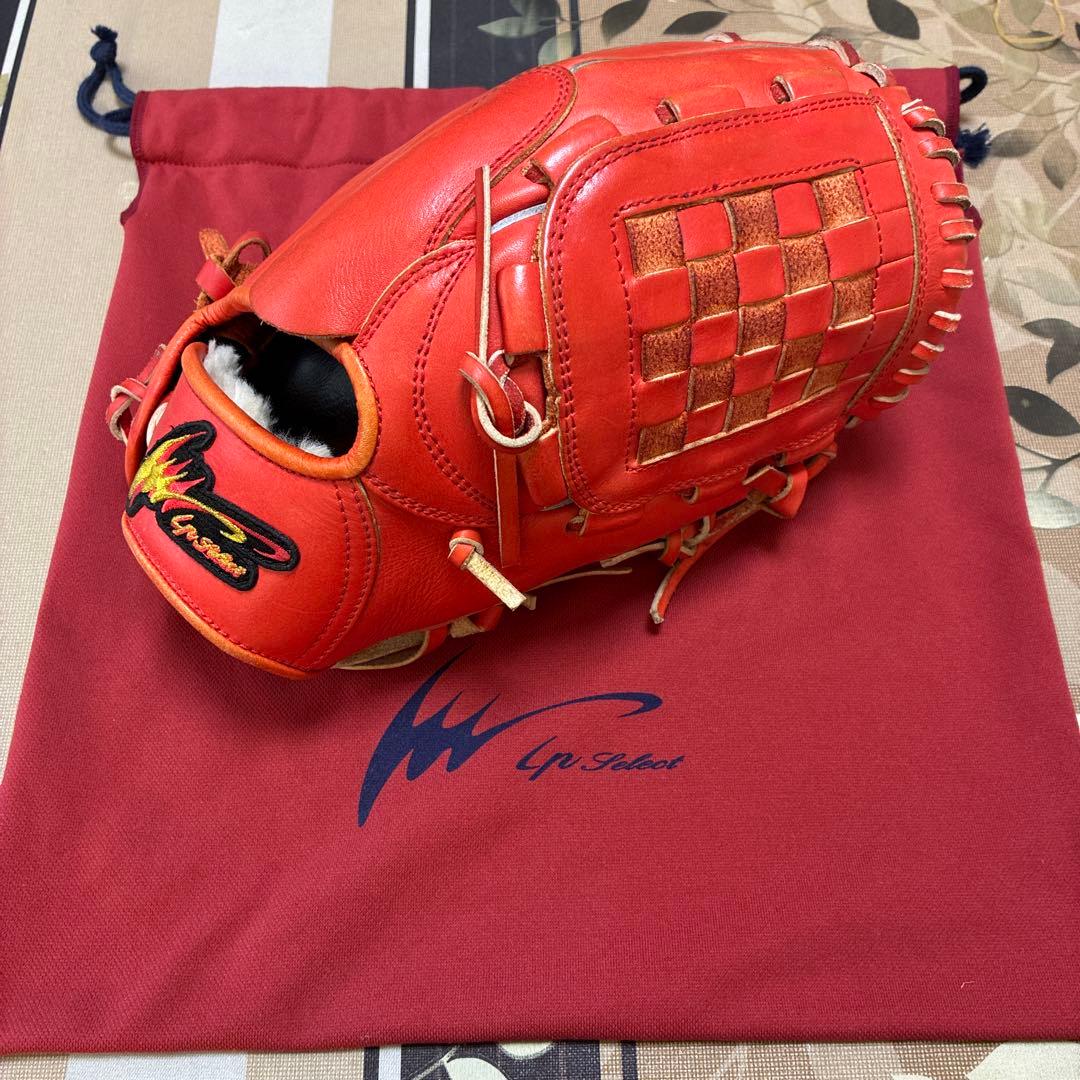 軟式グローブ　投手用オレンジ IPセレクト　グラブ袋付き