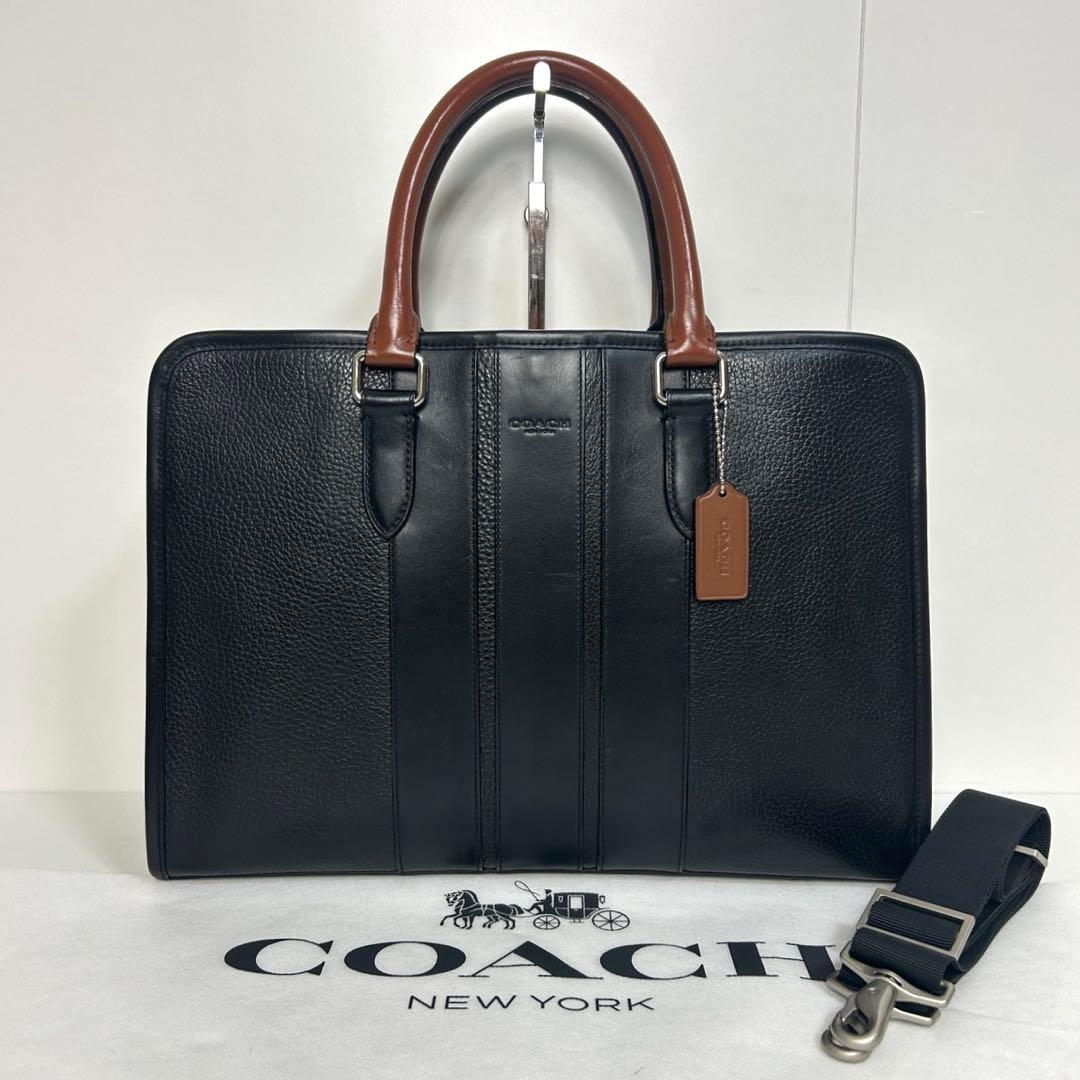 【良品】✅定価9.6万　メンテ済み　コーチ　ビジネスバッグ　COACH ブラック