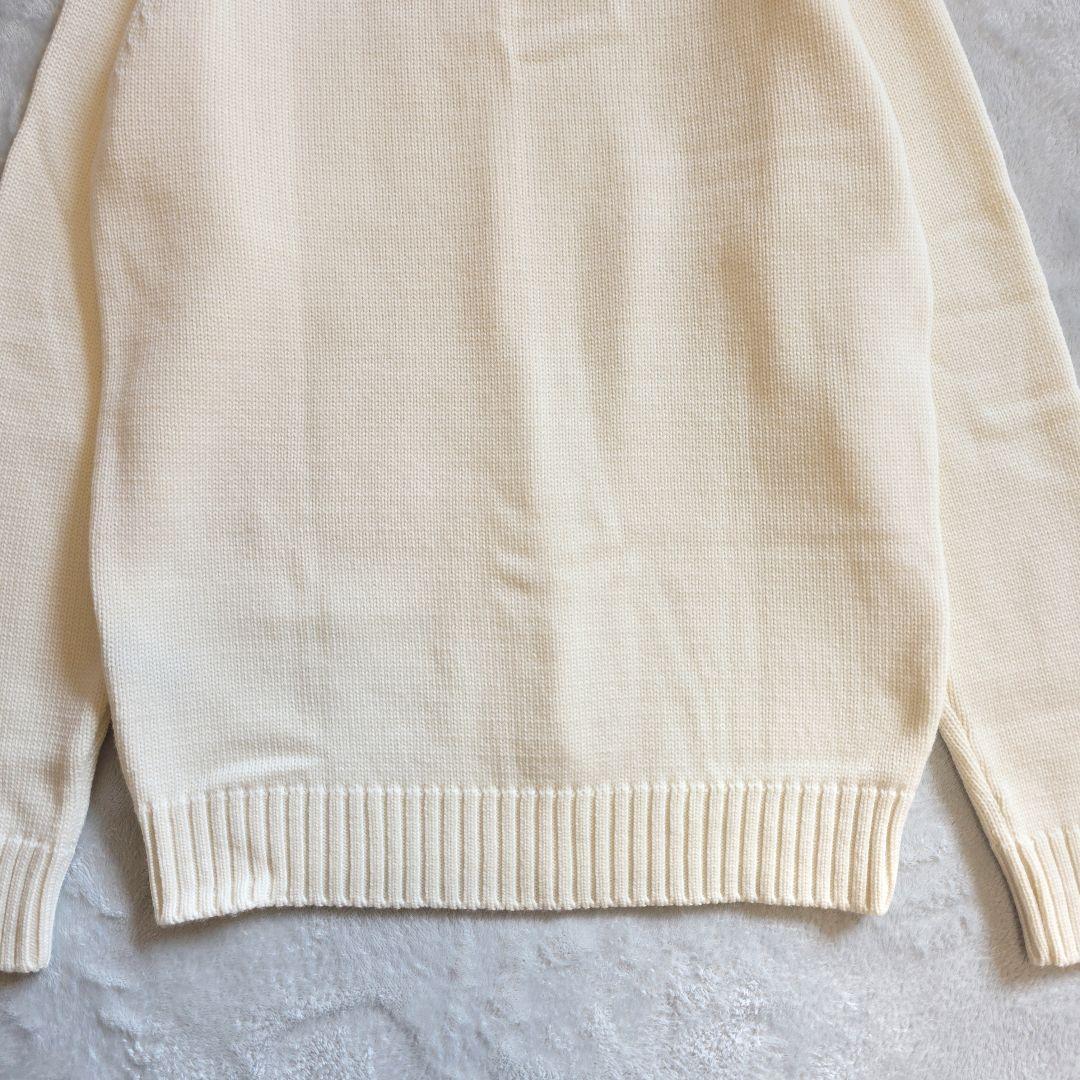 美品 ZANONE ラグランスリーブ アイボリー セーター 50 クルーネック
