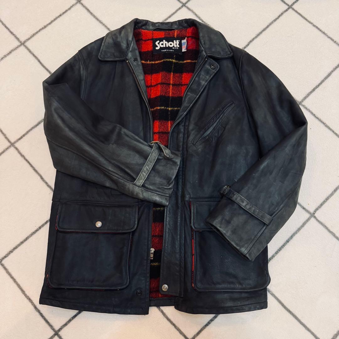 レアモデル　Schott ヌバックレザージャケット 36　ハーフコート