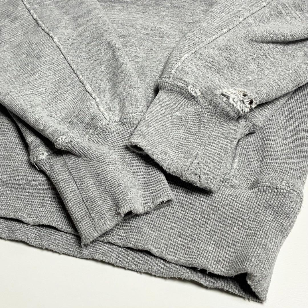 【美品】レミレリーフ/ダメージヴィンテージ加工スウェットシャツ/前V/両V/M