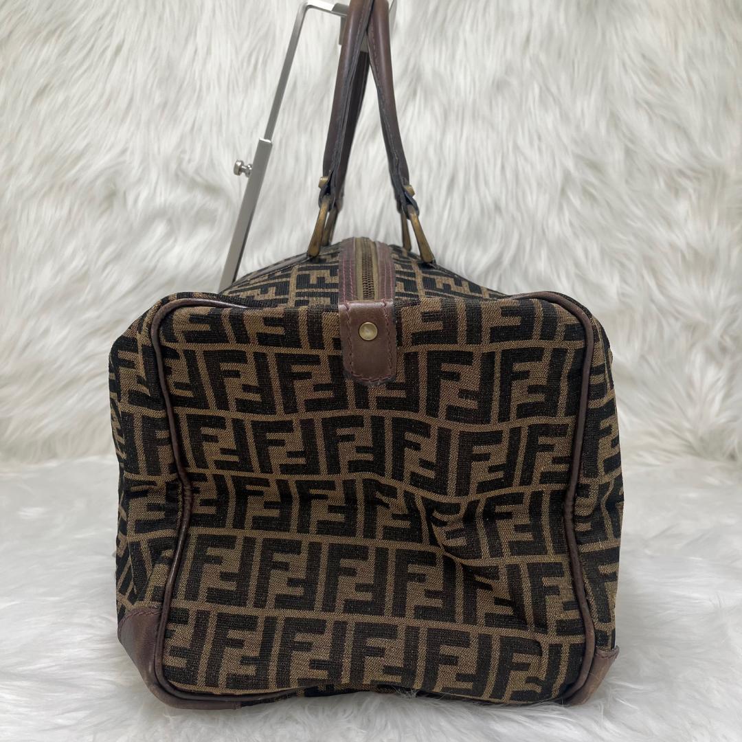 フェンディ　FENDI　ボストンバッグ　ズッカ柄　　PVC ブラウン　ブラック