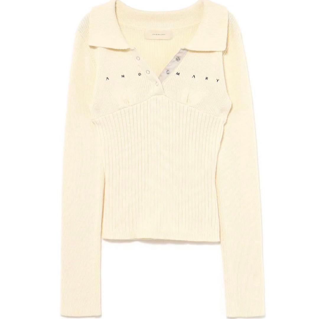 トップス andmary Lindsay logo tops ivory
