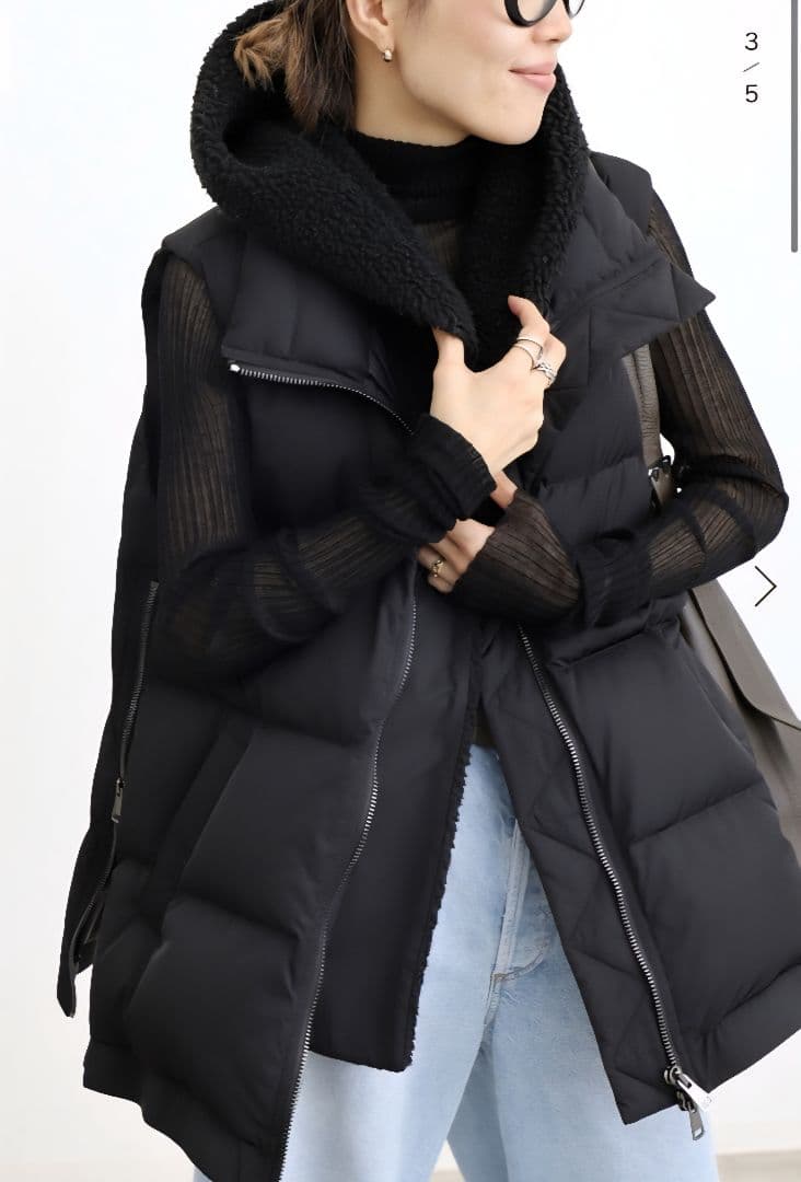 【LOU ANDREA/ルーアンドレア】２WAY DOWN VEST　ブラック