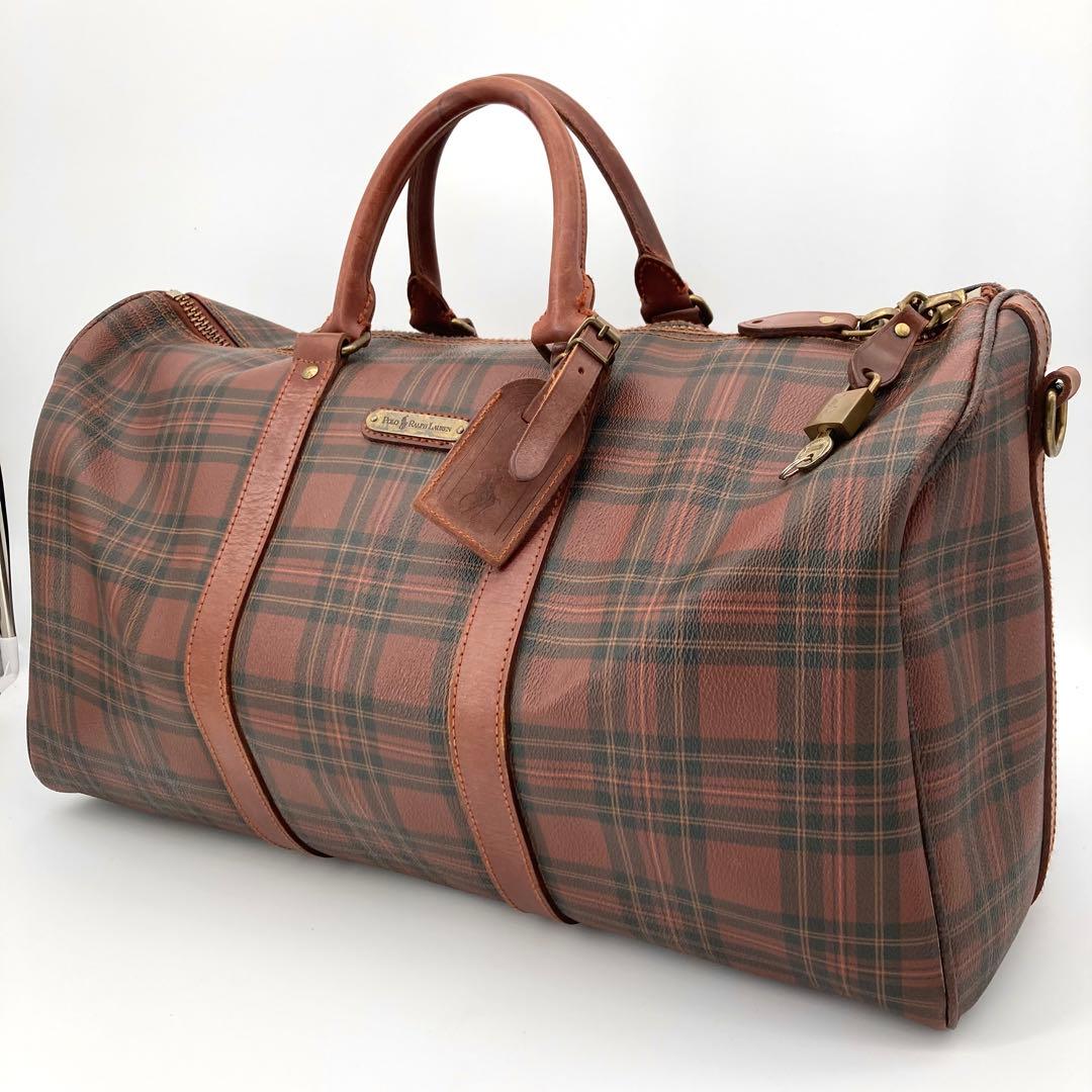 ポロラルフローレン ボストンバッグ チェック レアカラー 大容量 旅行 チェック