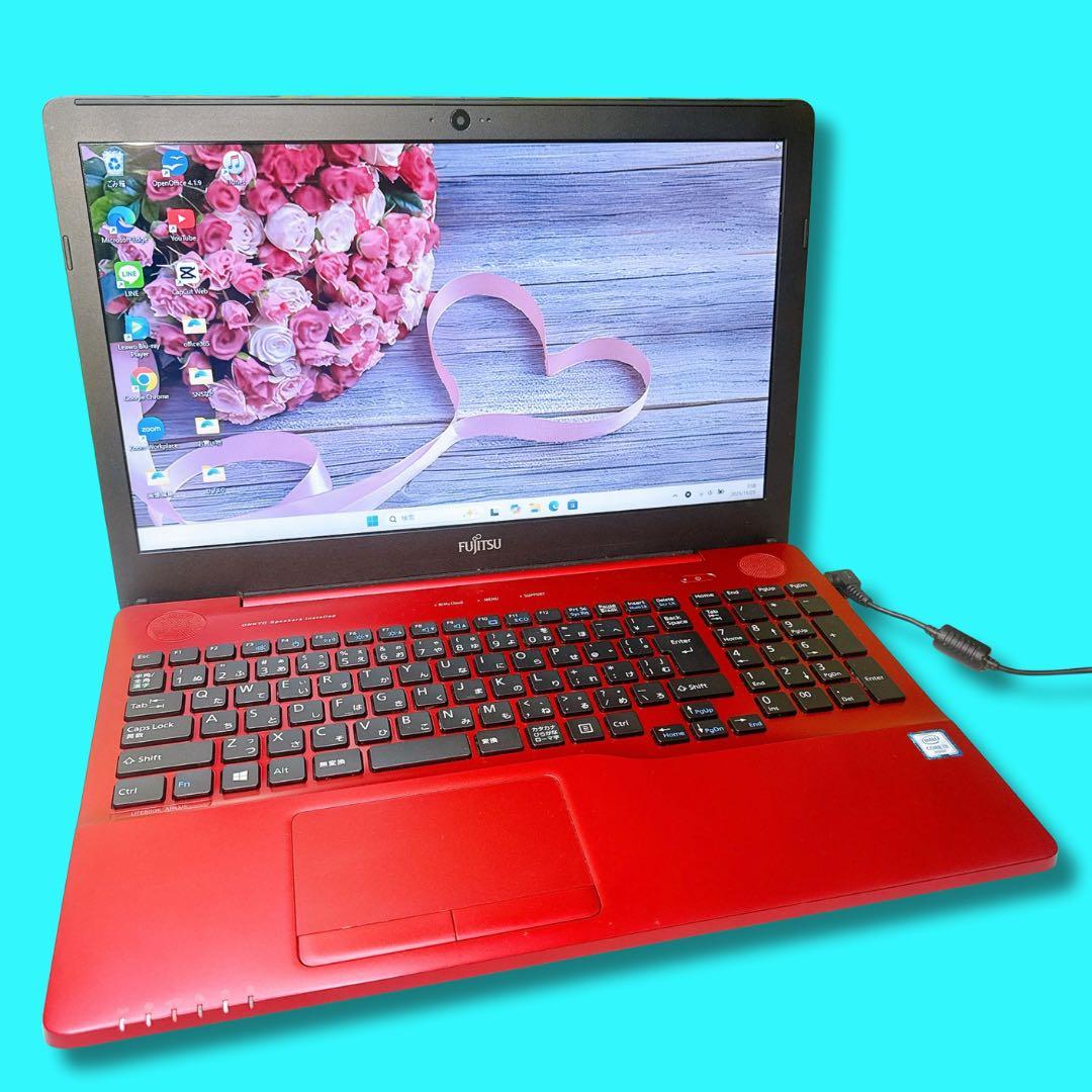 今だけ❤️お洒落レッド❤️大人気富士通❤️家計簿作成・動画視聴・ネットサーフィンなど❤️