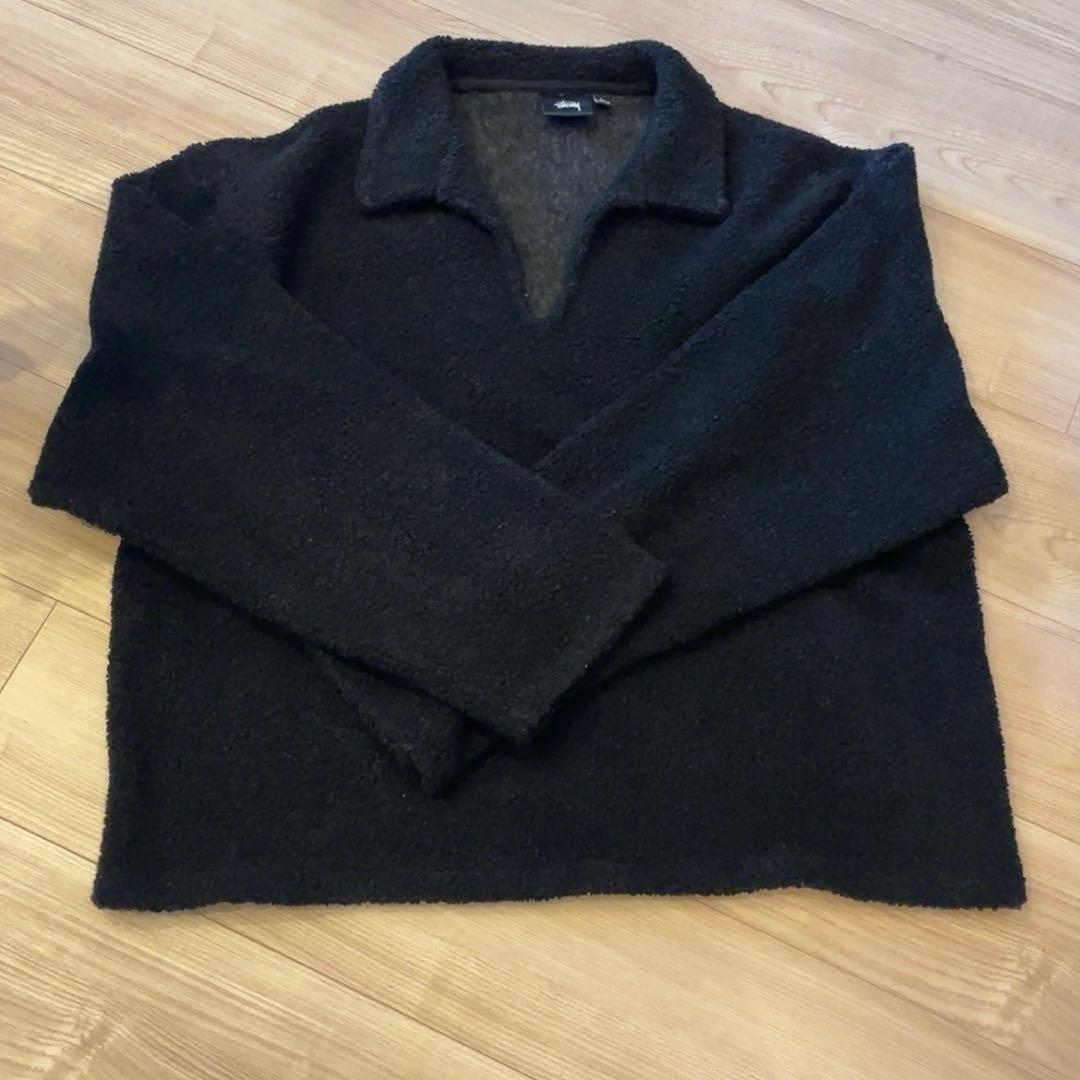 Stussy ブラック ボア　プルオーバー ニット