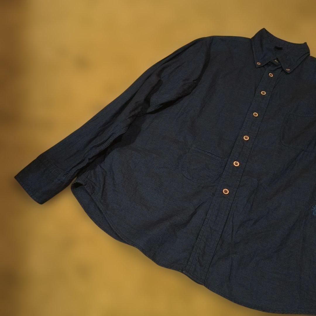 美品　４５R　45rpm　インディゴシャツ　タツノオトシゴ刺繍