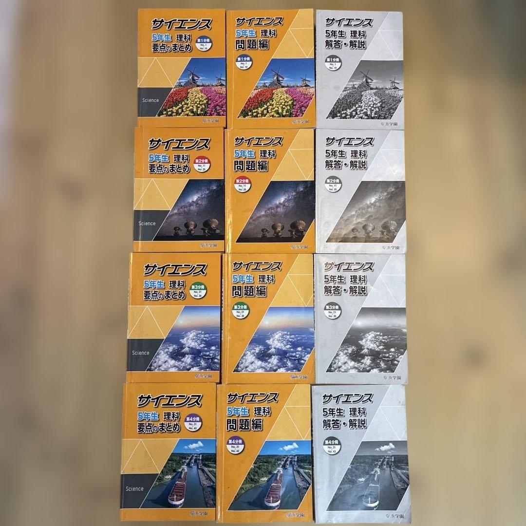 浜学園　サイエンス 5年生　理科　要点のまとめ　問題編　解答編　2024
