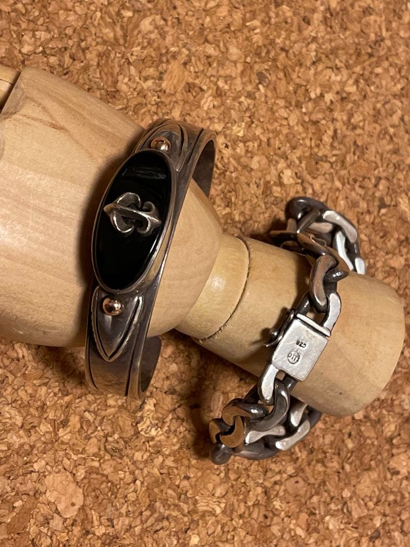 ◆感謝価格◆希少◆シルバー925◆バングルK10×ブレスレット2点セット◆