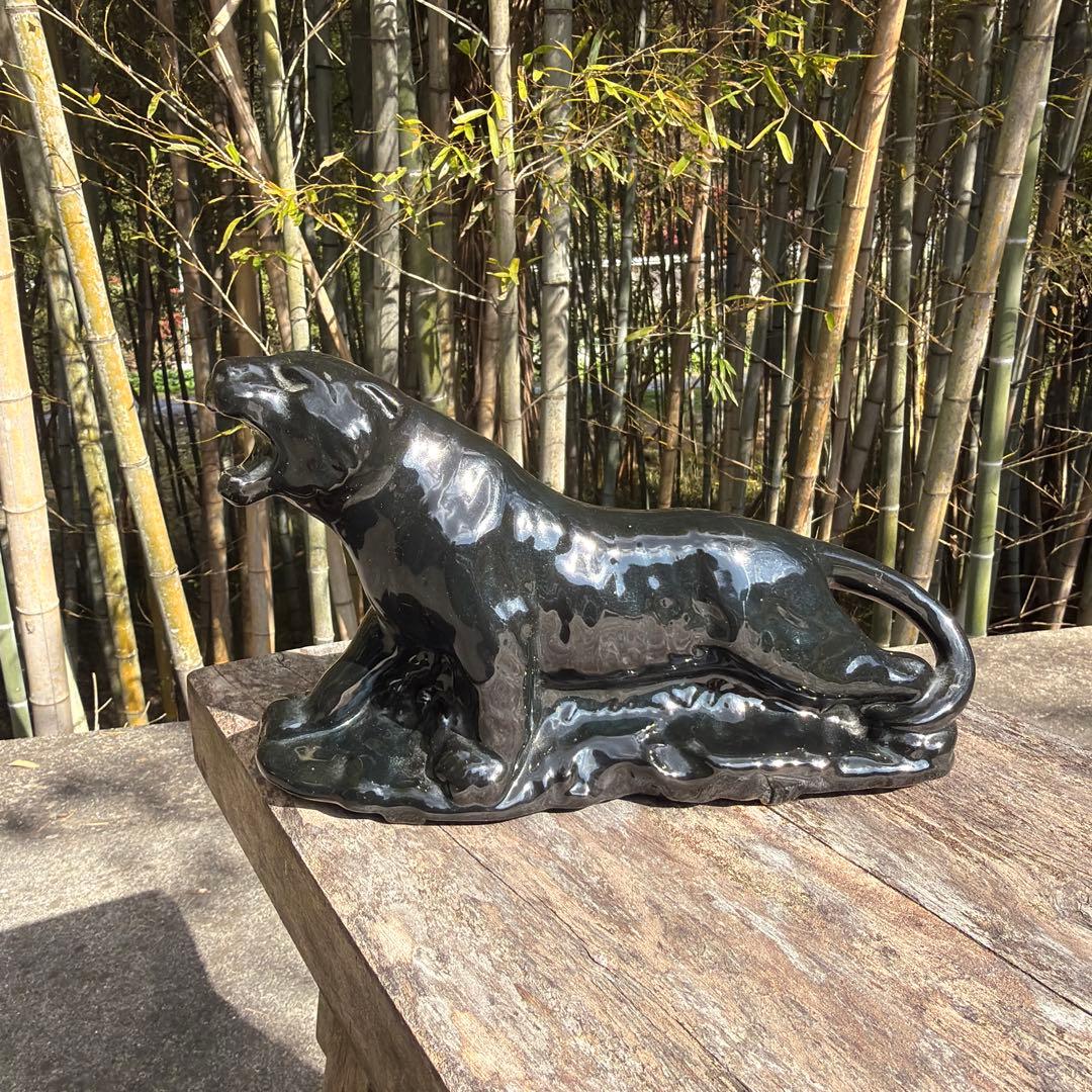 ブラックパンサー 陶器　置物　ミッドセンチュリー　ヴィンテージ　50-60s