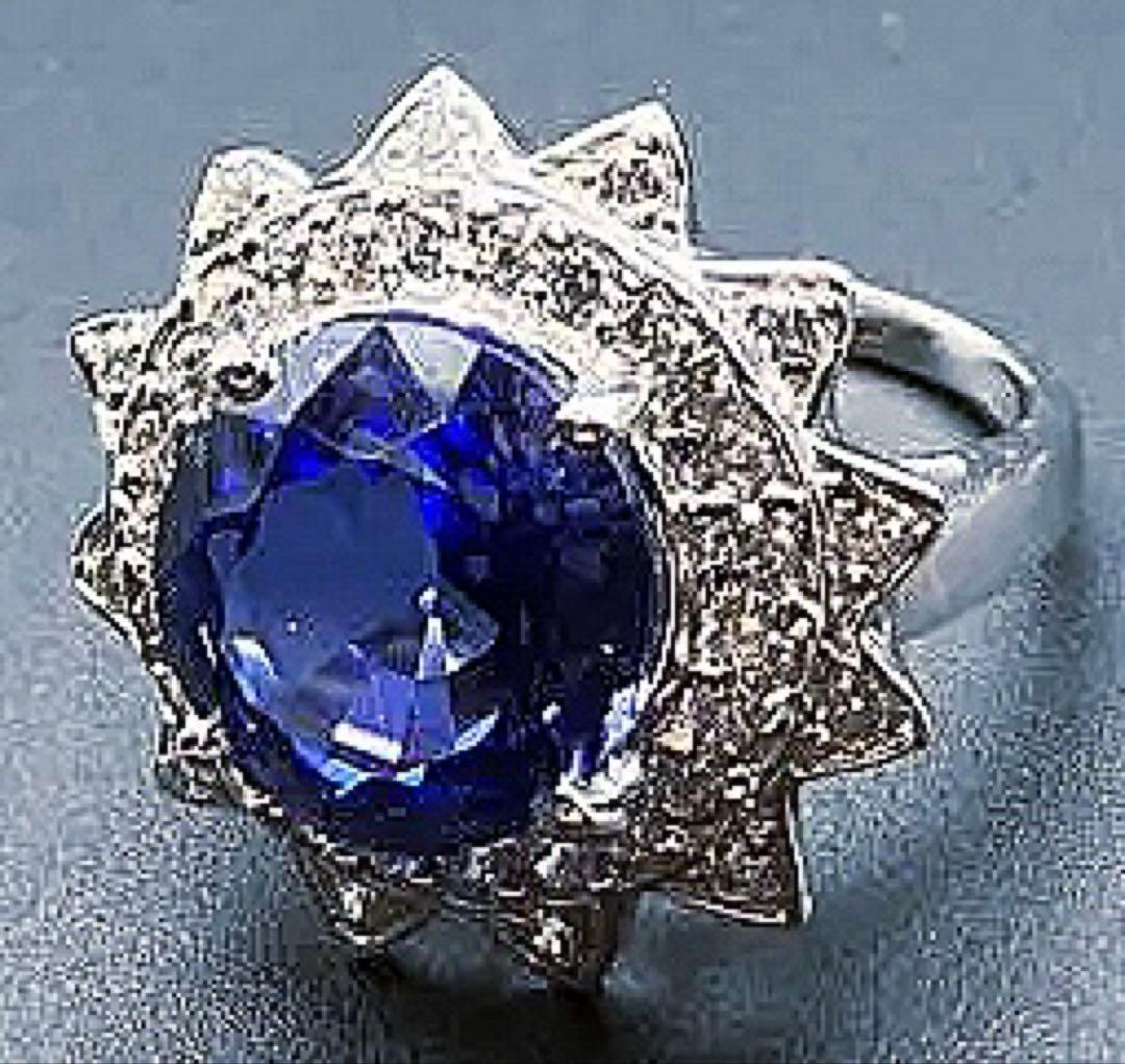 スリランカ産 コーンフラワーブルーサファイア6.8ct SV 925リング 指輪