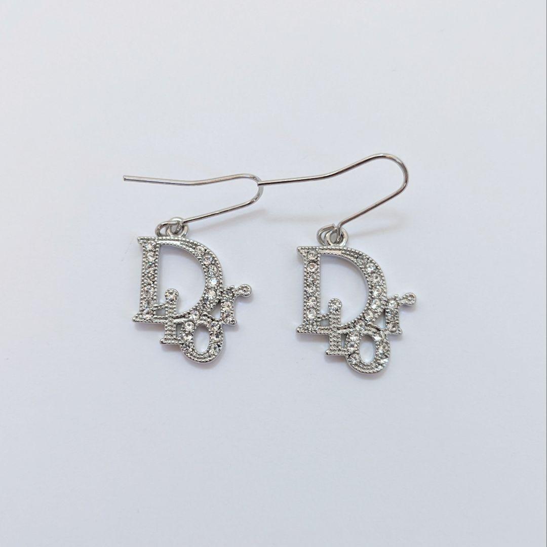 極美品✨ディオール ピアス 銀 トロッター ラインストーン シルバーアクセ