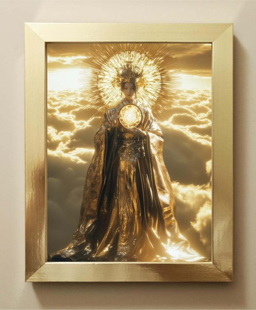 A4☆318【天照大御神】雲海を照らす金耀【風景画】【神聖画】