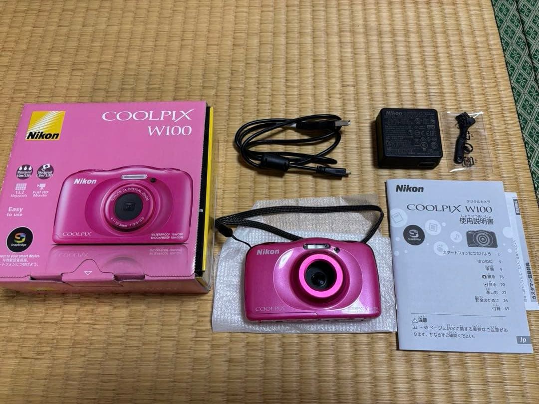 【美品】【SD付き】Nikon COOLPIX W100 デジカメ ピンク