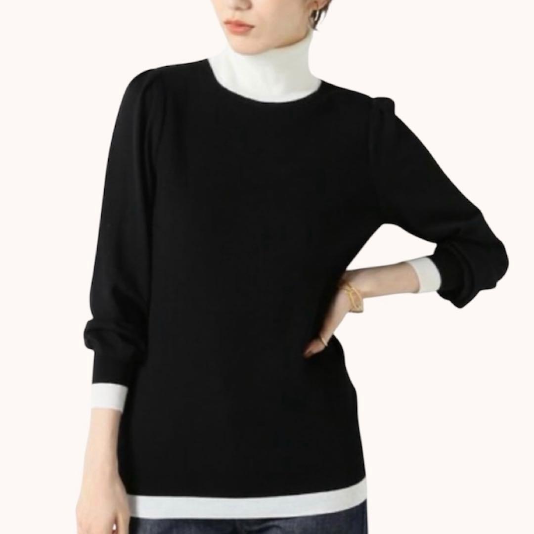 17まで限定価格✨新品タグ付き　SINME バイカラー　タートルネック　ウール