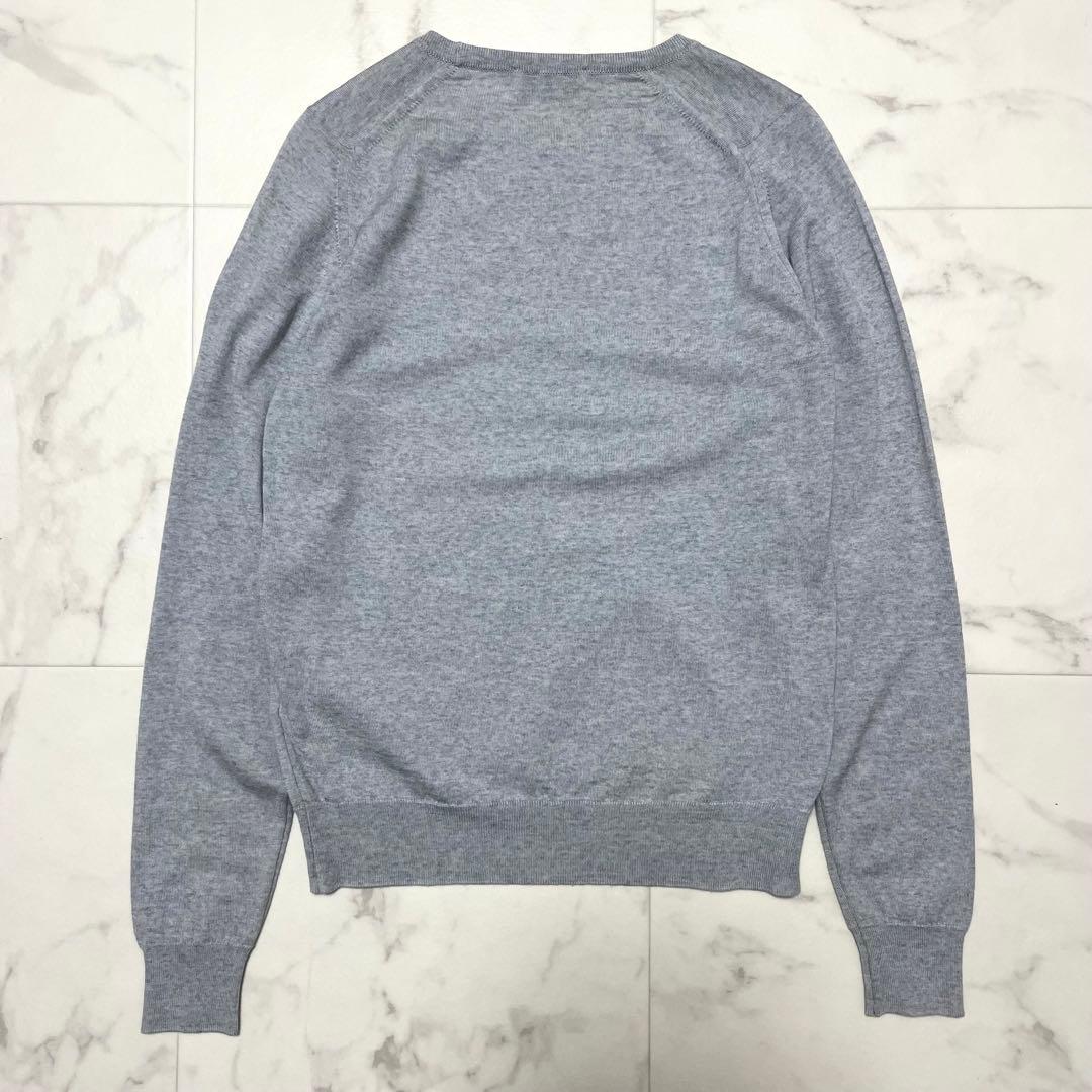 極美品 ジョンスメドレー 英国製 メリノウール クルーネックニット グレー S