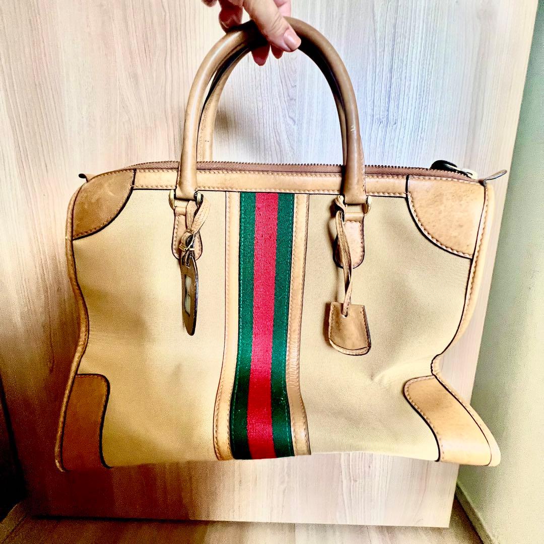 【オールドグッチ】Gucci ベージュ ボストンバッグ