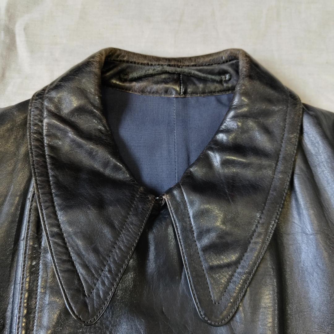 50s 60s フランス レザージャケット カーコート コルビジェジャケット 黒