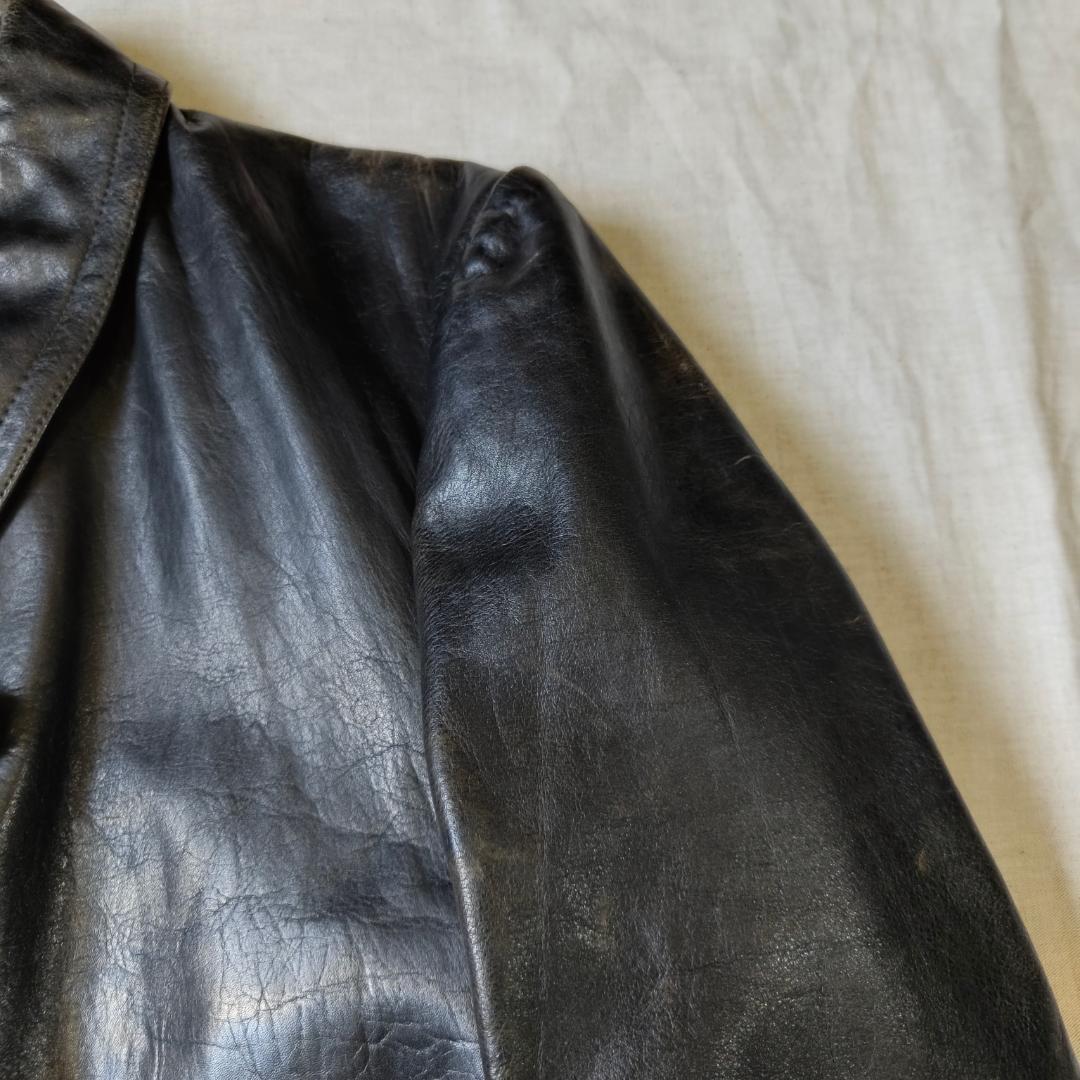 50s 60s フランス レザージャケット カーコート コルビジェジャケット 黒