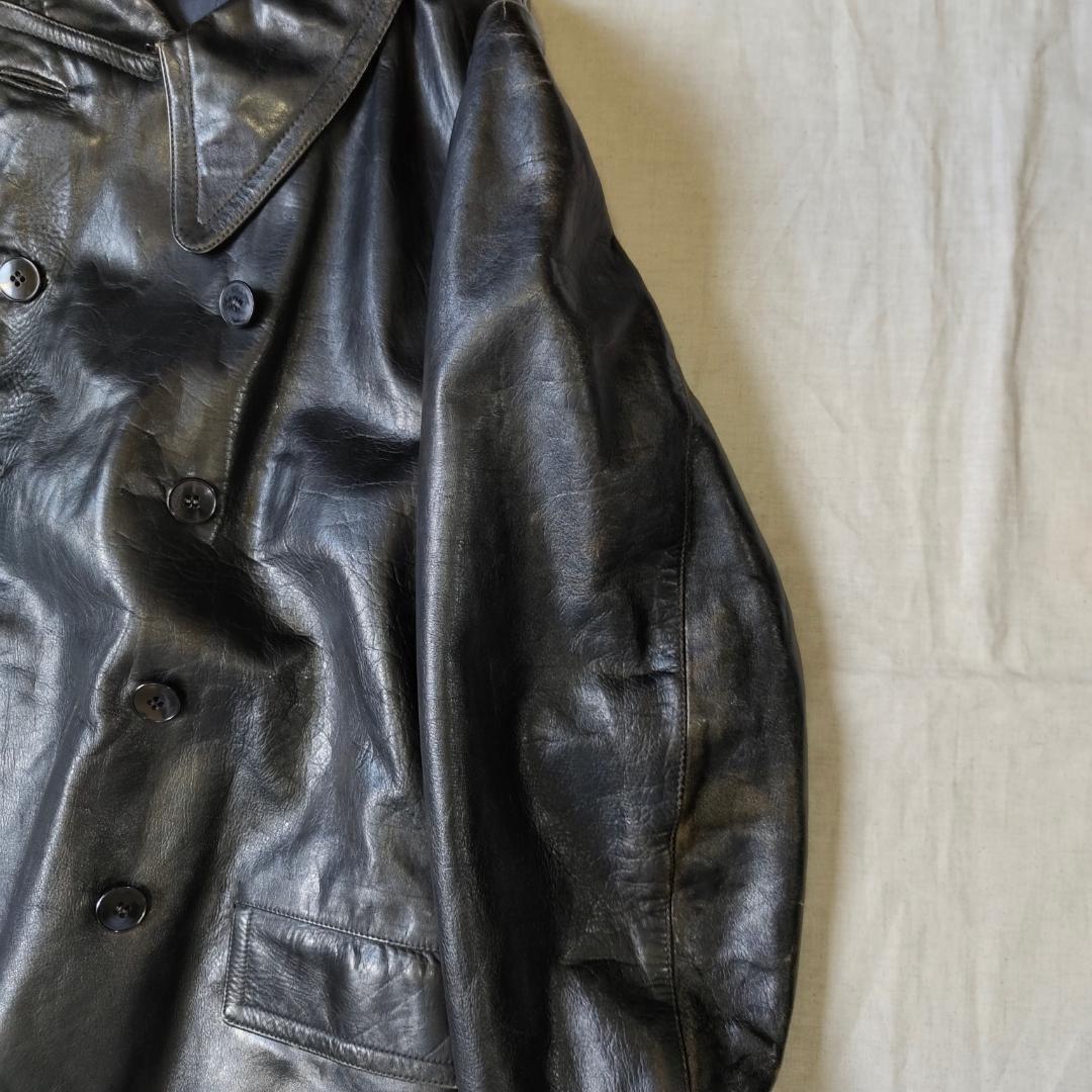 50s 60s フランス レザージャケット カーコート コルビジェジャケット 黒