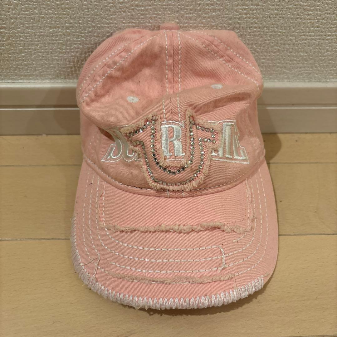 SUPREME ピンク 刺繍ロゴ キャップ