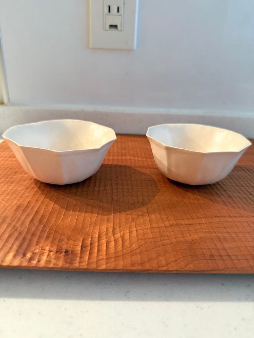 井山三希子　白　花　陶器　ボウル　小鉢　2個セット