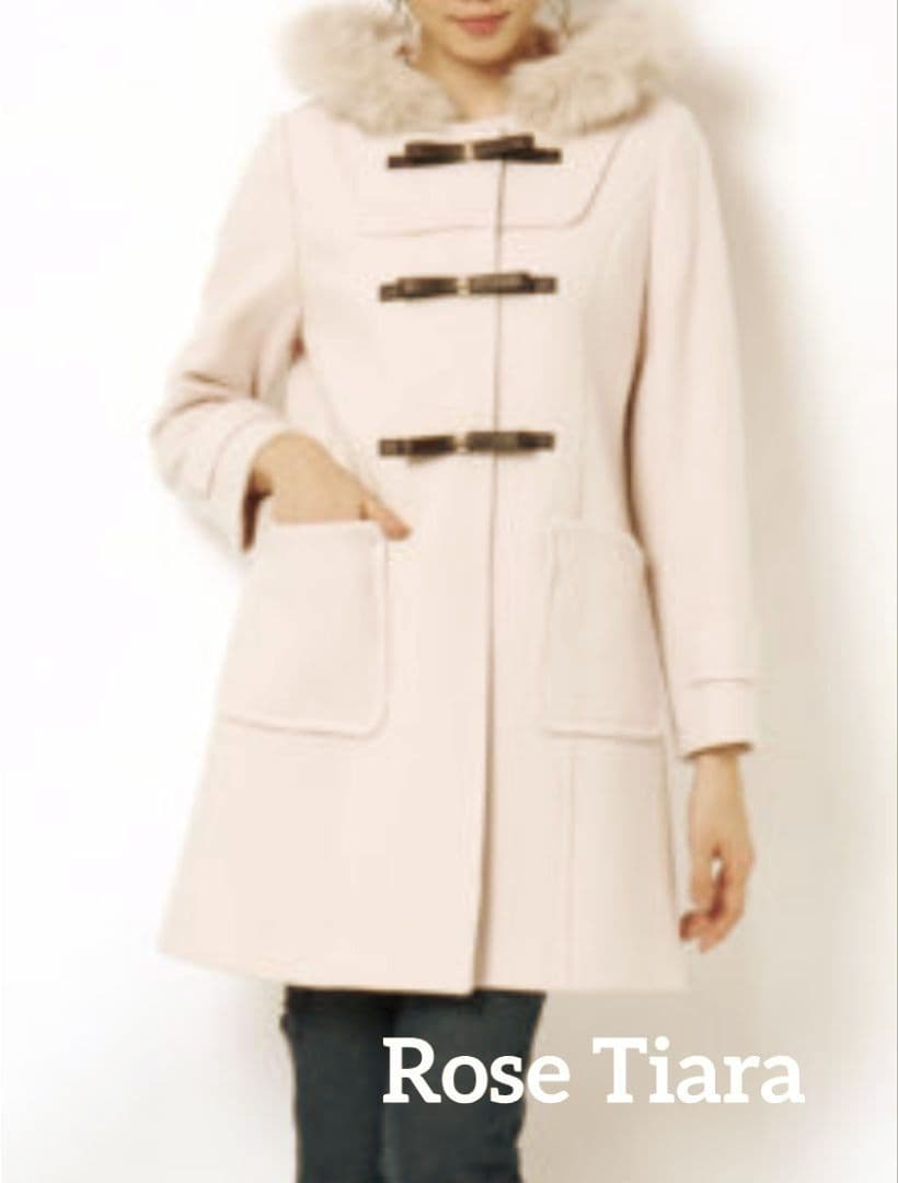 5.4万　Rose Tiara フォックスファー　ダッフルコート　ピンク　42