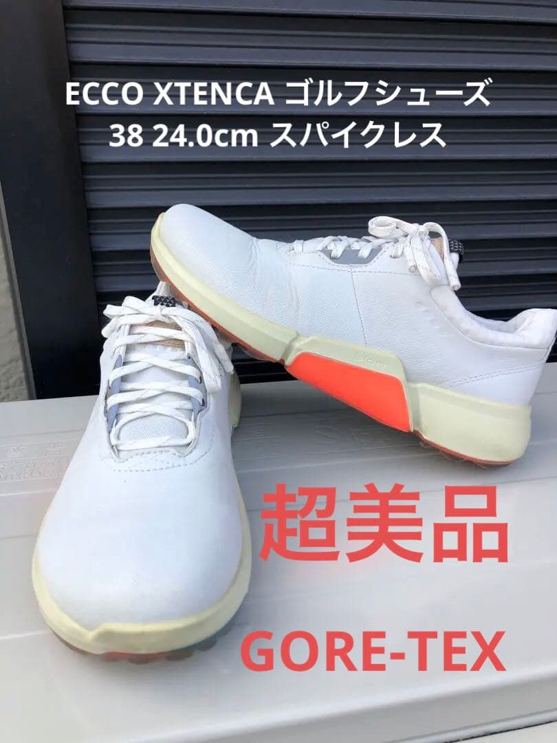 325番超美品ECCO XTENCAゴルフシューズ38 24.0cmスパイクレス