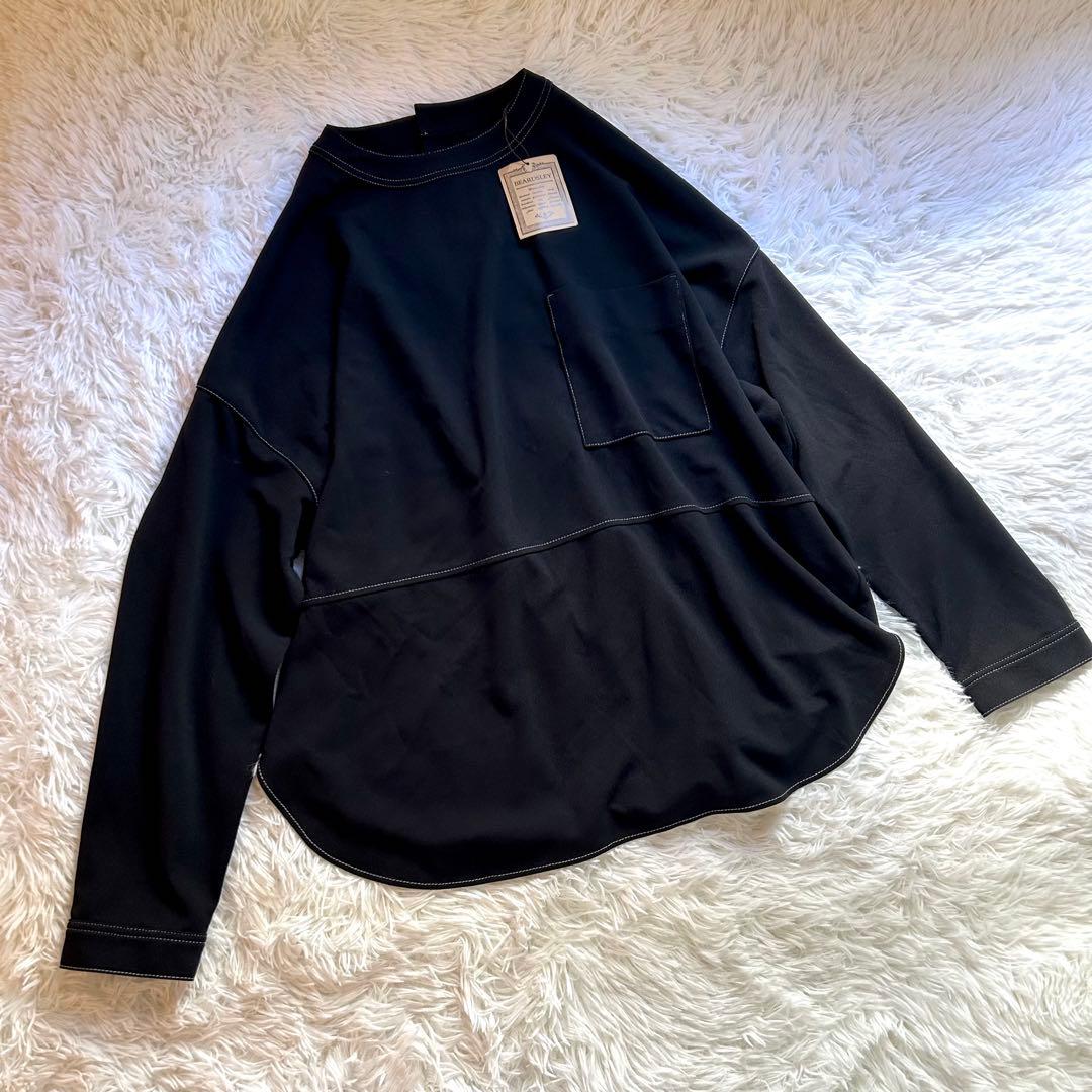 新品タグ付　ビアズリー　 配色ステッチジョーゼット　チュニック　カットソー