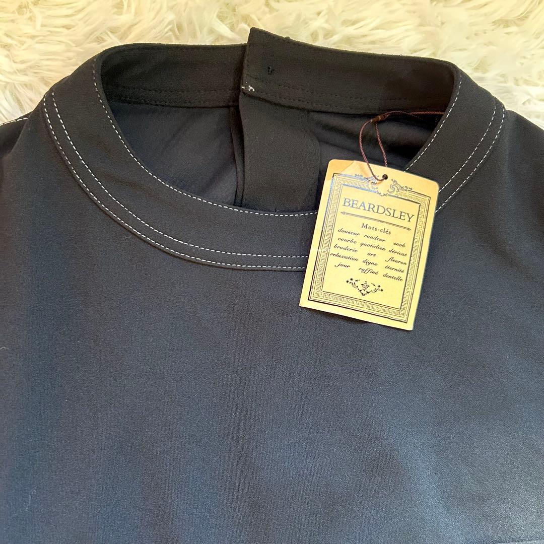 新品タグ付　ビアズリー　 配色ステッチジョーゼット　チュニック　カットソー