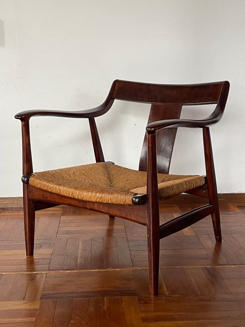 松本民芸 家具 77型 曲肘 ラッシ アーム チェア 2