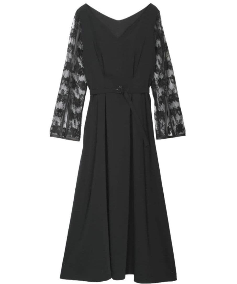 Ameri【試着のみ】LACE SLEEVE REFINED DRESS