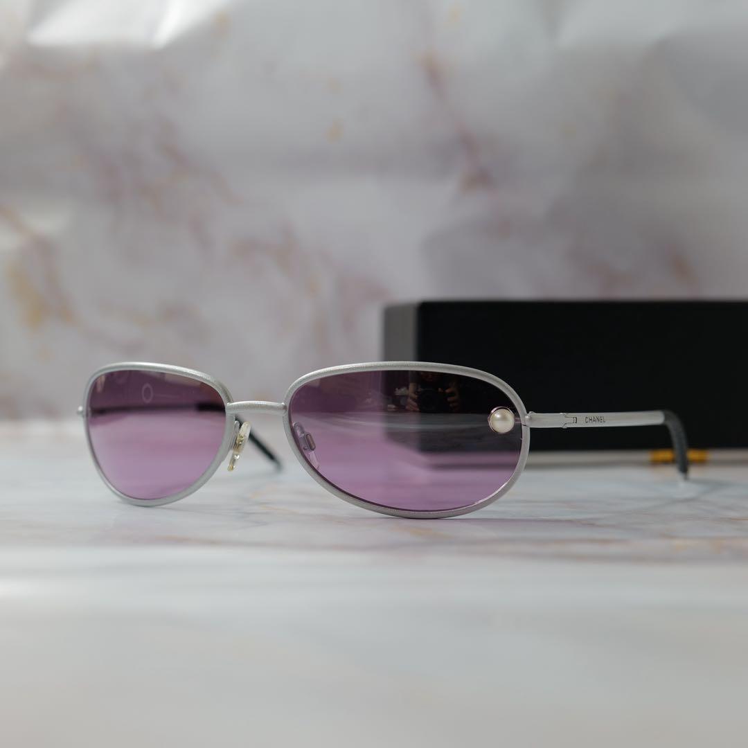 CHANEL シャネル パール オーバル Y2K サングラス ケース付き