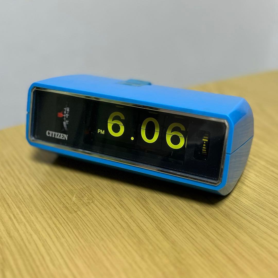 【メンテ済・動作正常】CITIZENパタパタ時計 リーフタイム・カンター 青
