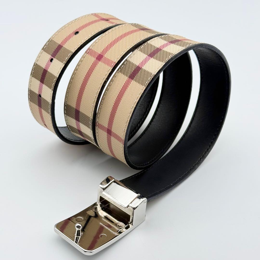 ✨美品✨バーバリー ベルト ノバチェック PVC シルバー金具 ユニセックス