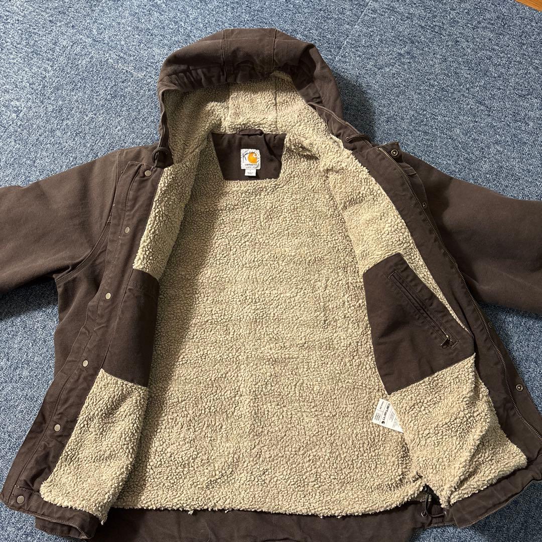 Carhartt ボアジャケット L 企業刺繍 フード付き古着