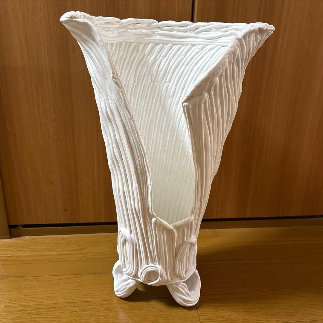 【新品未使用品】紲鉢(綱木紋) らせん美　Sスリット　ホワイト