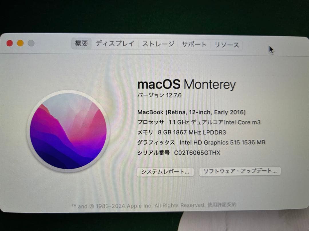 MacBook本体 MacBook (Retina, 12-inch, Early 2016)