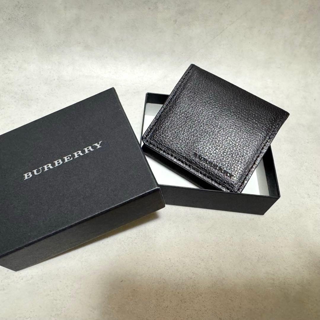 【新品未使用】バーバリー　ケース　小銭入　ブラック　レザー　本革　チェック
