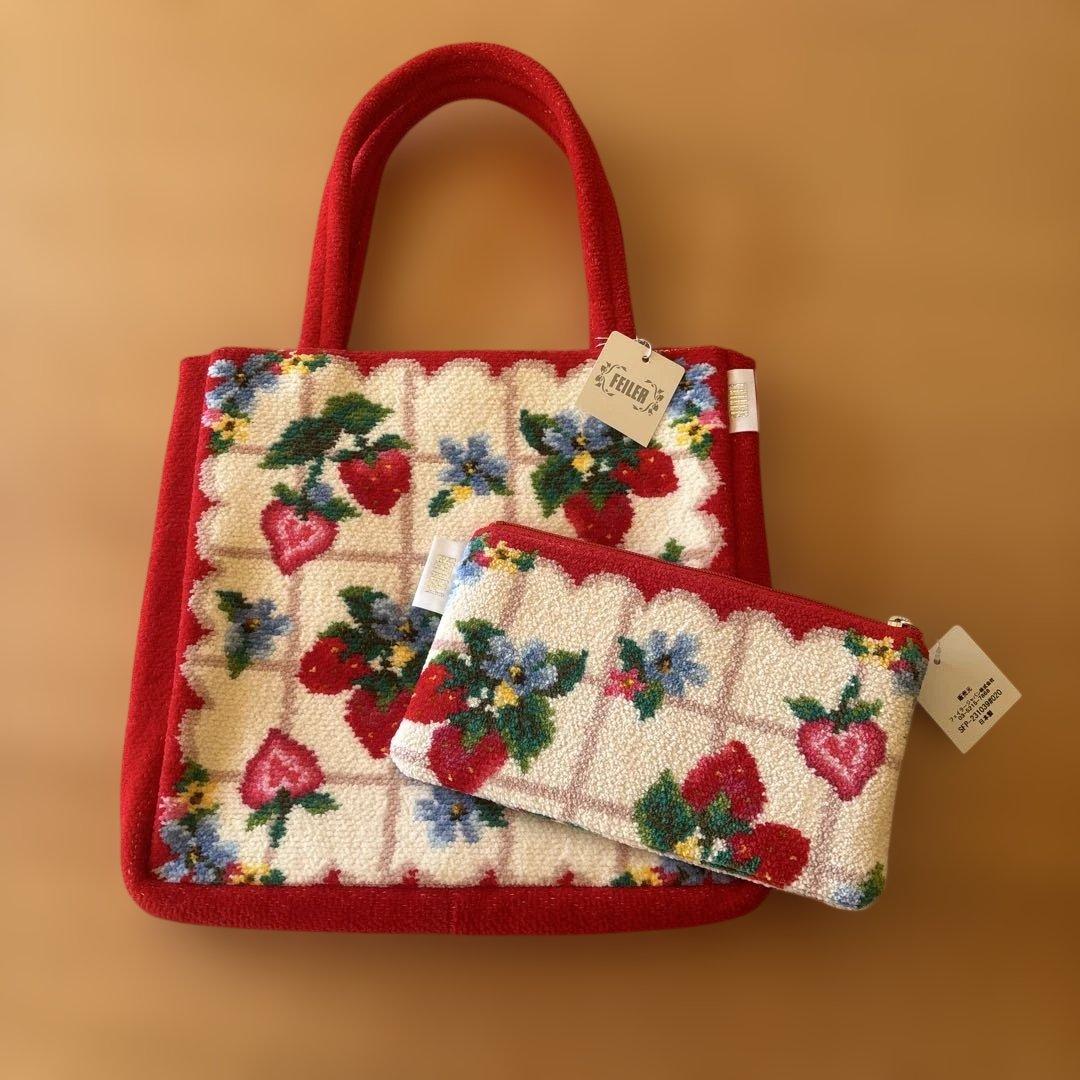 【新品】FEILER ストロベリーフィールド♡バッグとポーチ　2点セット