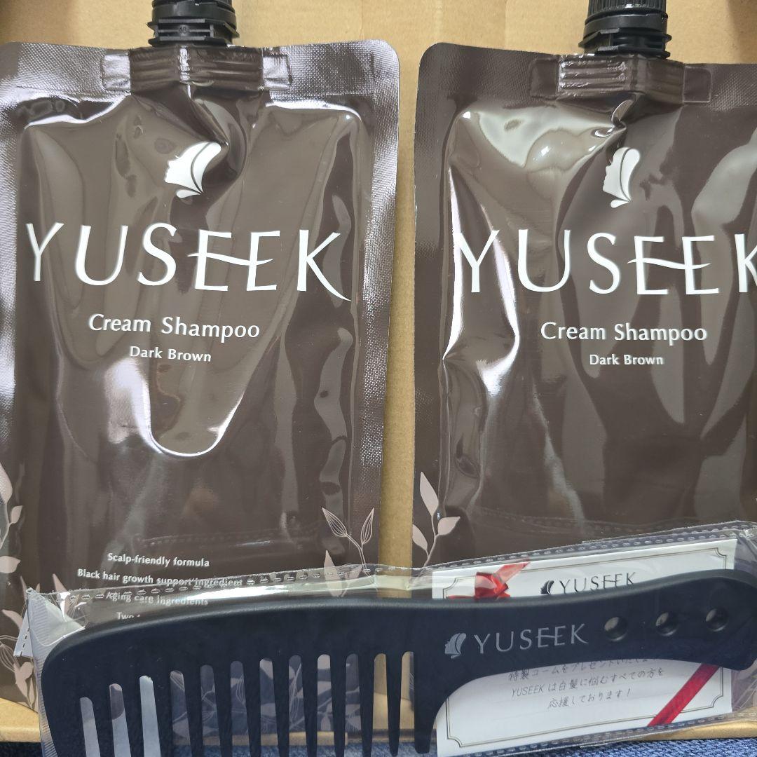 YUSEEK Cream Shampoo ダークブラウン 2パック コーム付